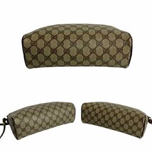 ほぼ未使用 レア GUCCI グッチ オールドグッチ GG ロゴ 総柄 金具 レザー 本革 ミニ ショルダーバッグ ポシェット ブラウン 茶 18262_画像7