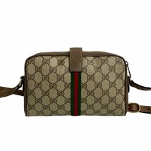 ほぼ未使用 GUCCI グッチ オールドグッチ ヴィンテージ GG ロゴ 金具 シェリーライン レザー ミニ ショルダーバッグ ポシェット 茶 13110_画像5