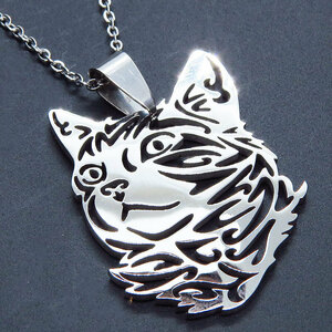  silver color real . cat face motif. pendant necklace da ikatto s Len less made men's lady's adjuster addition possible 