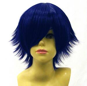 * sale * free shipping * immediate payment possibility * prompt decision * full wig Short splashes blue / blue D3