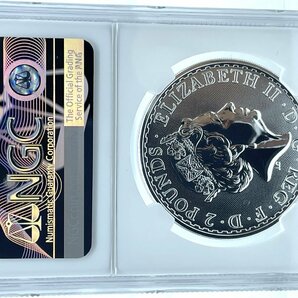 最高鑑定 2018年 イギリス NGC MS70 ブリタニア ラジアルサンバーストリバース 銀貨 2ポンド 1オンス 英国 モダンコの画像5