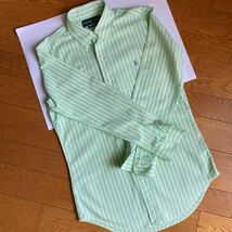 ラルフローレン☆メンズ長袖シャツ☆オックスフォード生地☆CUSTOM FIT☆黄緑・白色☆サイズUS S（M）_画像2