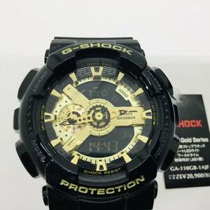 ★1円売切★ ◎美品◎ GA-110GB-1AJF ブラックxゴールドシリーズ G-SHOCK CASIO アナデジ メンズ ウレタンベルト クォーツ