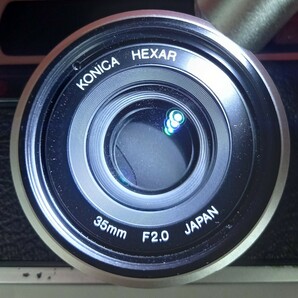 ■ KONICA HEXAR Silver コンパクトフィルムカメラ 35mm F2.0 動作確認済 シャッター、露出計OK ストロボ HX-14 AUTO コニカの画像10