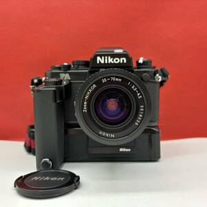 ◆ Nikon FA フィルム一眼レフカメラ ブラック Zoom-NIKKOR 35〜70mm F3.3〜4.5 レンズ モータードライブ MD-15 シャッター露出計OK ニコン