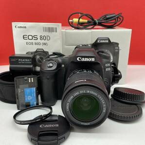□ Canon EOS 80D デジタル一眼レフカメラ ボディ EF-S 18-55mm F3.5-5.6 IS STM レンズ 動作確認済 バッテリー 付属品 キャノンの画像1