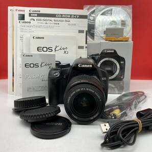 □ Canon EOS Kiss X2 デジタル一眼レフカメラ ボディ EF-S 18-55mm F3.5-5.6 IS レンズ 動作確認済 バッテリー 付属品 キャノンの画像1