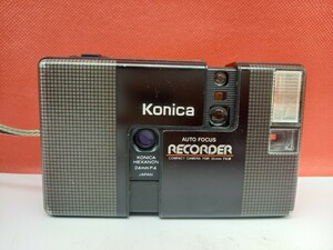 ■ KONICA RECORDER AUTO FOCUS コンパクトフィルムカメラ HEXANON 24mm F4 動作確認済 シャッター、フラッシュOK コニカ