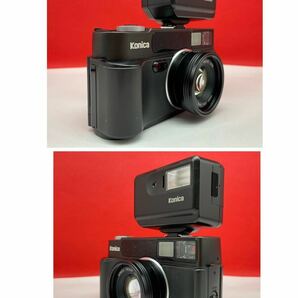 □ KONICA HEXAR black コンパクトフィルムカメラ 35mm F2.0 動作確認済 シャッター、露出計OK ストロボ コニカの画像2