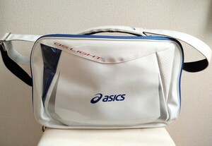 ASICS sport bag enamel bag white white × blue height storage 