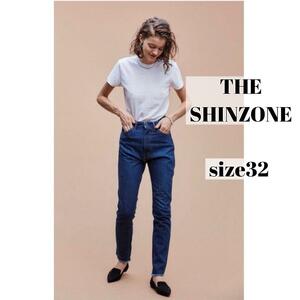 【大人気・定番】 ザシンゾーン THE SHINZONE スリムカットオフデニムパンツ S ハイウエスト 青 ハイライズ 32 テーパード 19SMSPA02