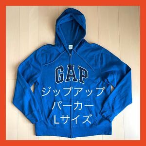 ギャップ GAP ジップアップ スウェットパーカー ロゴ 長袖 裏起毛 青 ブルー