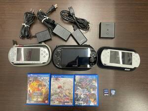 小＃7947A PSVITA PSP-2000 PSP-3000 PSPソフト5本 SONYポータブルチャージャー　おまとめ出品　現状保管品　通電確認済み