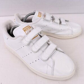 STAN SMITH CF 27.5cm/adidas スタンスミス コンフォート アディダス スニーカー ベルクロ 白 ホワイト 金 中古 古着 メンズ ad4966の画像6