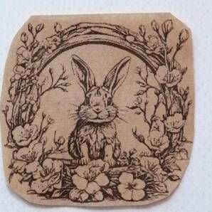 126 うさぎ 桜 リース はんこ ハンコ ヴィンテージ アンティーク レトロ スタンプ ゴム ラバースタンプ 花 さくら ラビット 兎 ウサギ 春