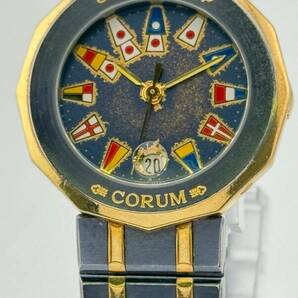 【コルム 1円～】 ◎CORUM◎ 39.610.31.V052 アドミラルズカップ ガンブルー デイト 腕時計 クォーツ 稼働 レディース U86E30の画像1