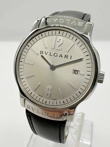 【ブルガリ1円〜】BVLGARI ソロテンポ ST35S ホワイト レザー 腕時計 メンズ SS QZ 中古 稼働品 U8656L