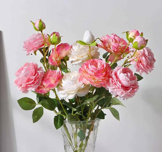 ★Lot de 5★Combinaison de 3 couleurs★Fleur artificielle pivoine★Fleur artistique★Fait main★Hauteur env. 60 cm★Pas de vase, artisanat, artisanat, fleur artistique, fleurs pressées, arrangement