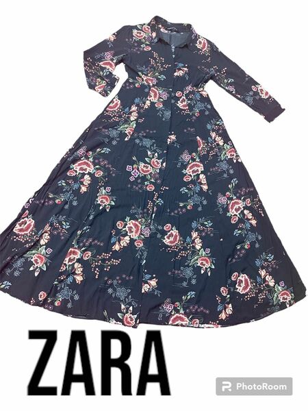 ZARA 花柄 ロングワンピース