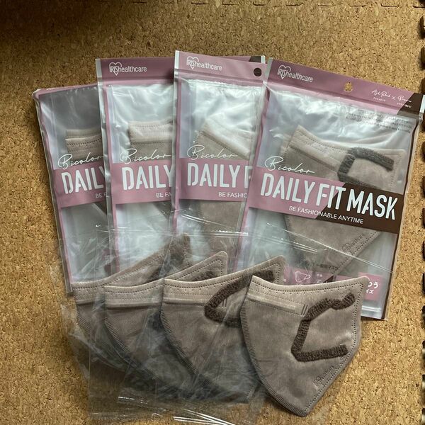 アイリスオーヤマ DAILY FIT MASK 立体 ふつうサイズ アッシュピンク×ブラウン 個別包装 5枚入×4袋+4枚