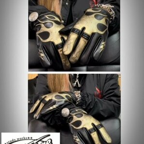 送料0 Vin&Age ヴィンアンドエイジ LUSTER FLARE SHORT GLOVES ラスターフレアショートグローブ VG24F GOLD-L 春夏秋用 クラック加工の画像9