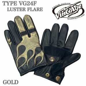 送料0 Vin&Age ヴィンアンドエイジ LUSTER FLARE SHORT GLOVES ラスターフレアショートグローブ VG24F GOLD-L 春夏秋用 クラック加工の画像2