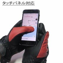 送料0 HEAVY 山羊革 ダイヤステッチ グローブ スマホタッチ対応 ライディンググローブ オールシーズン用 レッド 赤 HGGP-05S Mサイズ_画像8