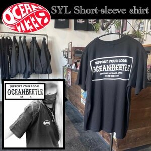 【OCEAN BEETLE】オーシャンビートル SYL Short-sleeve shirt [syl-tee] SUPPORT YOUR LOCAL 半袖Tシャツ / BLACK-XL　人気 サポT