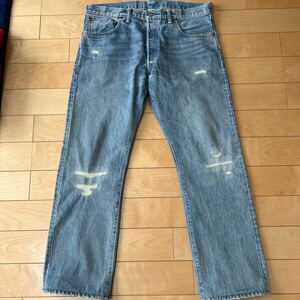 RRL ラルフローレン LOW STRAIGHT ロー ストレート ダメージ加工 ジーンズ デニム W36