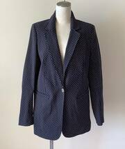 濃紺の四角柄薄手ジャガード織りジャケット