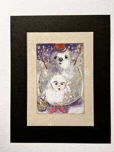 【山本容子の複製版画（印刷）】≪雪だるまの雪子ちゃん≫