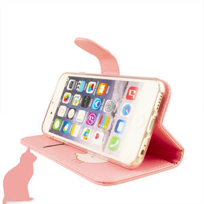 iPhoneSE ケース 手帳型 かわいい SE iPhone8 ケース iPhone7 iPhone6s iPhone6 送料無料 カバー レザー 猫 ねこ スマホケース ピンク 安いの画像3