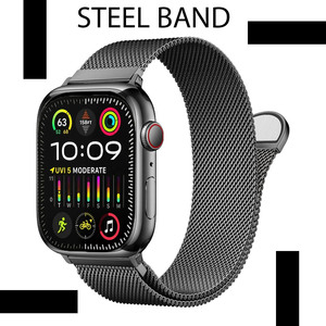 アップルウォッチ バンド Apple Watch band ステンレス series SE 9 42mm 44mm 45mm 49mm 黒 ブラック メッシュ マグネット 磁石 送料無料