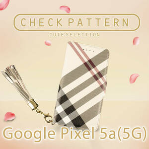 google pixel5a 5G ケース 手帳型 おしゃれ ベージュ 茶 pixel5a5G カバー かわいい ピクセル5a5g スマホケース 鏡付 チェック 送料無料 安