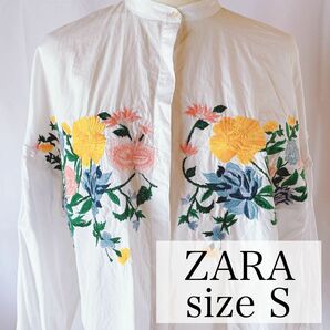 最終値下げ 本日出品取消し ZARA ボタニカル柄 刺繍 花柄 チュニック ブラウス