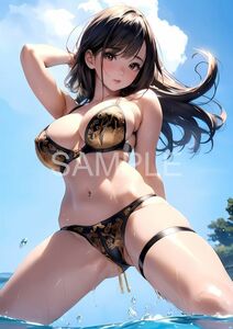 C5465■アートイラスト■セクシー グラビア AIイラスト 水着 下着 美女 ギャル 巨乳 貧乳 美脚 美尻 豊艶 AI美人 ポスター■A4サイズ■