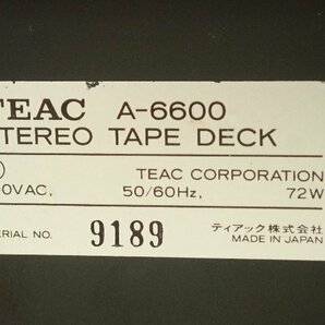 TEAC ティアック A-6600 オープンリールデッキ 50Hz仕様 ¶ 6DE92-6の画像5