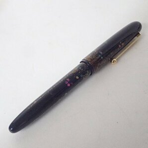 Namiki ナミキ 蒔絵万年筆 螺鈿 桜花 ペン先 18K-750 木箱付 ★ 6DEBC-36の画像3