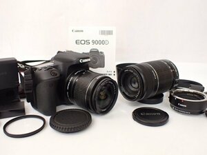 Canon キヤノン デジタル一眼レフカメラ EOS 9000D + EF-S18-55mm F3.5-5.6 IS II/EF-S 55-250mm F4-5.6 IS II 説明書付 □ 6E073-1