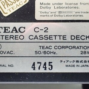 TEAC ティアック 3ヘッドシングルカセットデッキ C-2 ∩ 6E0A1-2の画像5