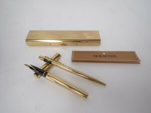 【美品】SHEAFFER TARGA 1020 ペン先 585 14K 万年筆/ボールペンセット シェーファー タルガ 専用ケース/説明書付き ∩ 6DD65-1