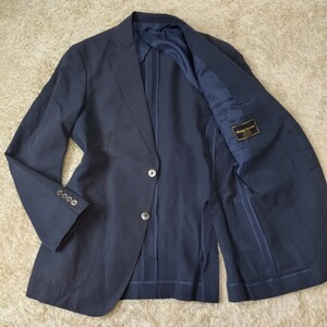  super rare XL! kent [ elegant ...]KENT tailored jacket navy navy blue 2Bbook@ cut feather unlined in the back Anne navy blue comfortable *linen made in Japan LL A7