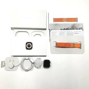 中古 美品 Apple Watch Ultra GPS+Cellularモデル 49mm MQFM3J/A アップルウォッチウルトラオレンジアルパインループ L