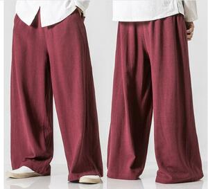  new goods * men's sarouel pants is long pants linen pants spring autumn wide pants casual gaucho pants relax stylish wine M-5XL