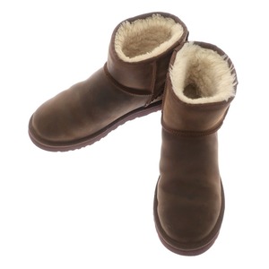 【中古】アグ UGG クラシックミニ オイルドヌバックレザー ムートンブーツ ブラウン【サイズ27】