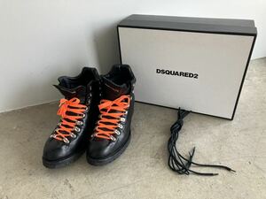 【ITPF42SQTGTO】DSQUARED2 ディースクエアード ブラック ブーツ オレンジ靴紐 箱 黒紐