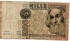 〒【TCE】77551 - イタリア・１９８２年・１０００リラ紙幣