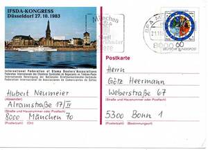 改〒【TCE】78127 - 西ドイツ・１９８５年・切手業組合国際連合大会・官製記念葉書
