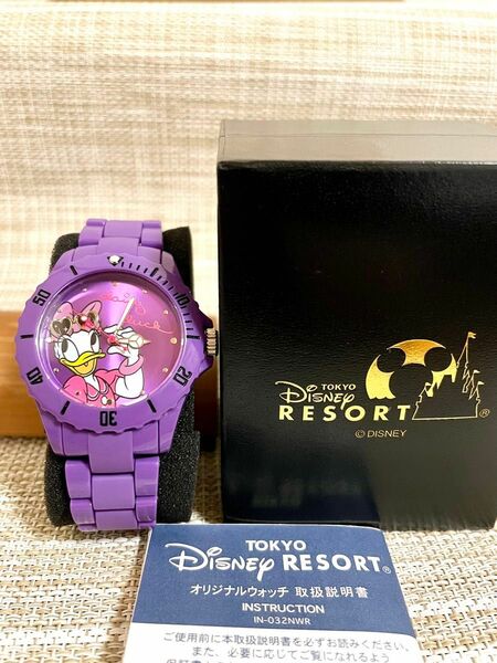 [化粧箱付属:ランクA+/稼働]Disney Resort ディズニーリゾートオリジナルウォッチ/デイジー/パープル/腕時計