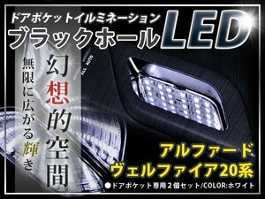 ★☆20系ヴェルファイア LＥＤ ドアポケット ブラックホール 白 LED 内装 車内 ルーム ランプ 交換 ドレスアップ カスタム